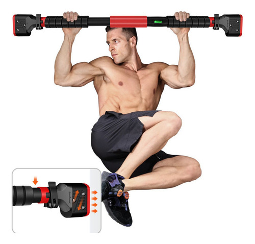 Barra Fixa De Porta Musculação Treino Flexão Ajustável Trava Cor Preto