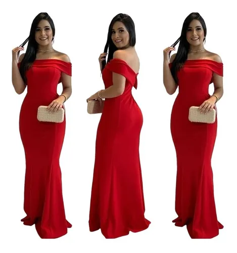 Vestido Longo Moda Instagram Lindo Ombro A Ombro Com Bojos