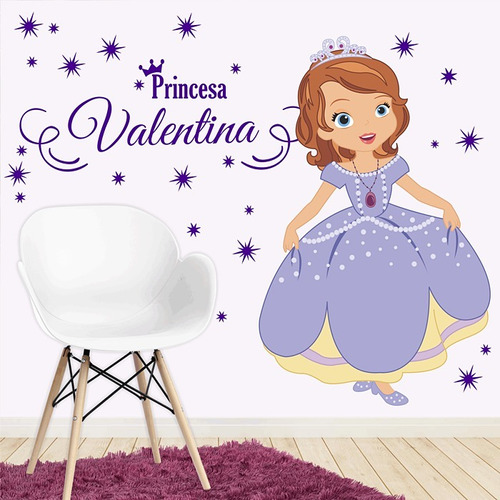 Adesivo Decorativo Princesa Sofia + Nome (070x056)cm