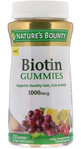 Biotina 1000 Mcg Nature's Bounty Suplemento Con 110 Gomitas