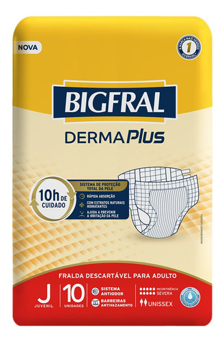 Fralda Descartável Para Adulto Bigfral Derma Plus Juvenil 10