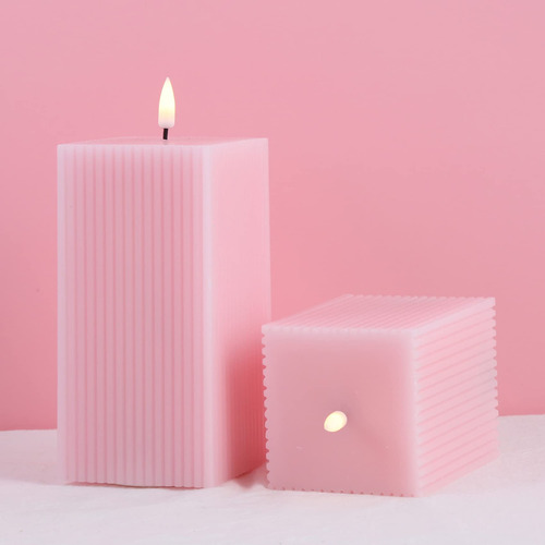 Girimax Velas Cuadradas Rosas 3 Pulgadas De Alto, 4 Pulgad