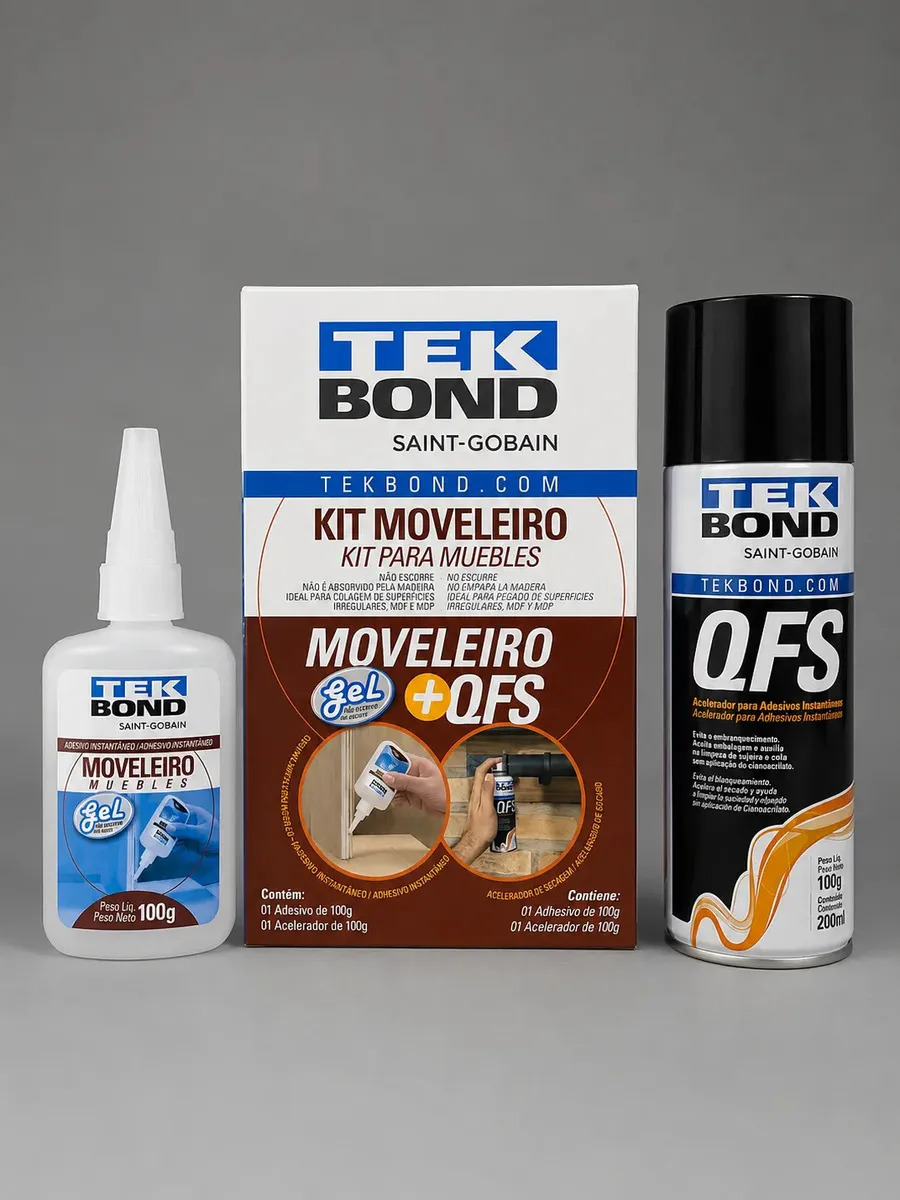 Kit Moveleiro Cola 100gr + Acelerador De Secagem Qfs Tekbond