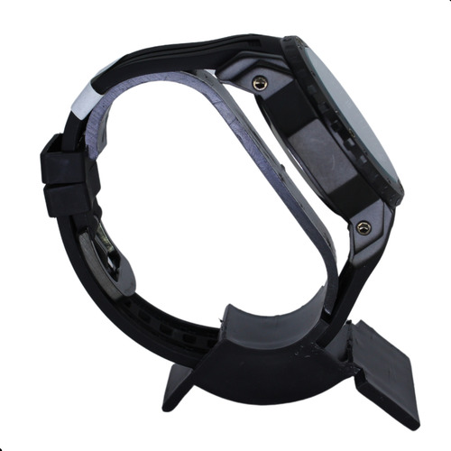 Relógio De Pulso Tático Esport Discreto Preto Fosco Com Detalhes Em Azul E Branco Com Pulseira De Silicone Analógico E Digital User4