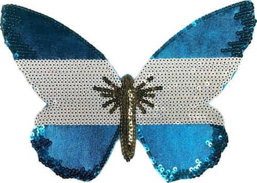 Aplique Bordado De Lentejuelas Mariposa Argentina 23x16cm