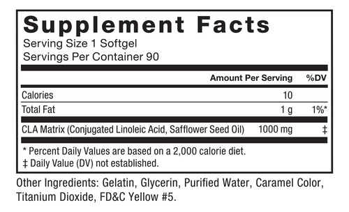 Cla 1000 Mg Ácido Linoleico Conjugado Aceite De Cártamo 90 C