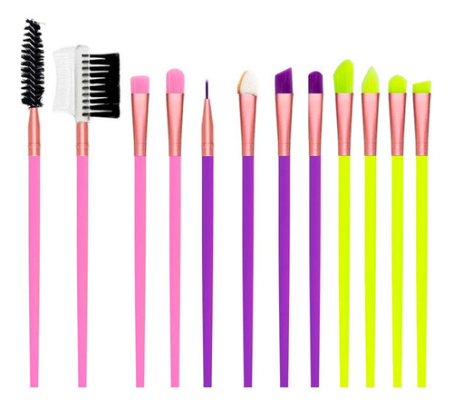 Set X 12 Pinceles Brochas Maquillaje Ushas Fluo 