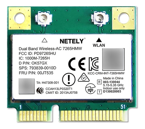 Adaptador Wifi Inalambrico Ac 7265hmw Mini Pcie Interfaz Wif