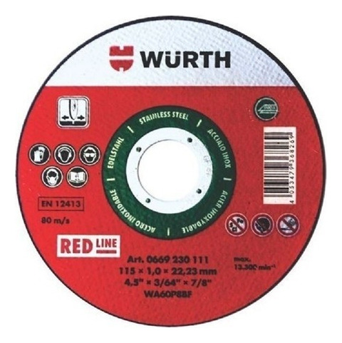 Disco Corte De Metal Y Acero Inoxidable 4 1/2 Wurth