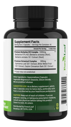 Suplemento De Berberina De 1300 Mg Por Porción, 97% Probado Sin Sabor