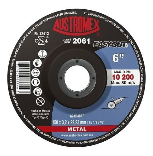 Austromex Easy Cut Disco De Corte Metal 2061
