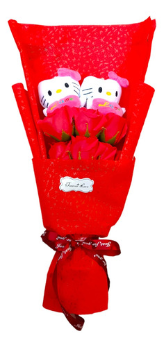 Ramo De Peluches Mini Hellow Kitty+rosa Regalo San Valentín