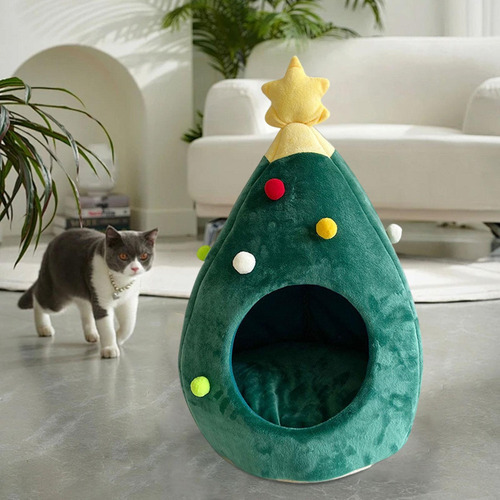 . Nido Para Gatos Semicerrado Con Forma De Árbol De Navidad