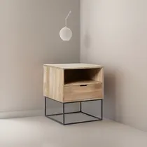 Comprar Mesa De Luz Hierro Y Madera Finger Joint Abaldi Aberturas