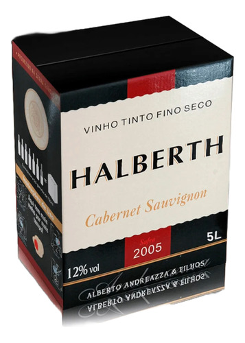 Vinho Tinto Fino Halberth Cabernet Sauvignon Bag In Box 5 L