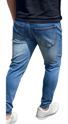 Imagen 6 de 8 de Pantalón Jeans Elasticado Semipitillo Rasgado Destroyed