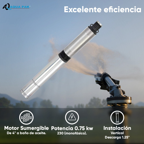 Aqua Pak Motobomba Sumergible Para Agua Limpia M1.5p10-8/12302h / Diámetro 4 Hp1 230v (monofásico) 2hilos Y Ip68 / Bomba De Acero Inoxidable Para Pozos Profundos