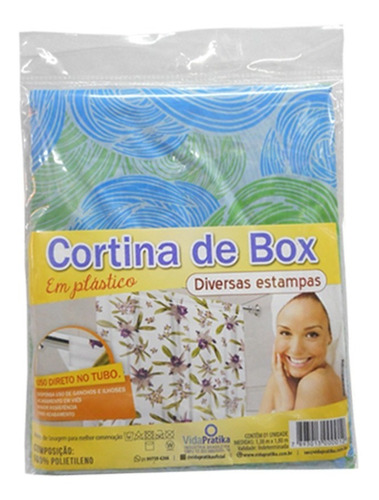 Cortina De Box Banheiro Plástico Resistente 1,38x1,80m Unid