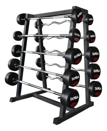 Rack Con 10 Barras Con Peso Integrado Gym Crossfit 20-60 Lbs