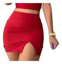 Comprar Pollera O Falda Corta De Vestir Con Tajo Sexy De Bengalina