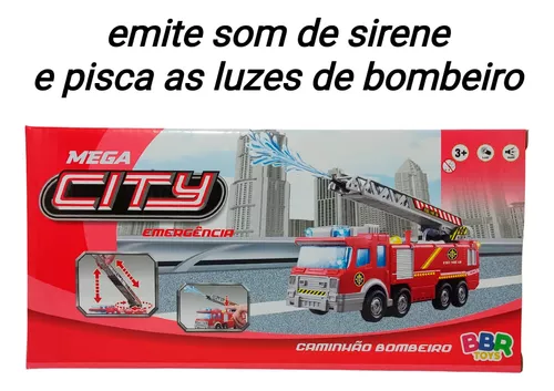 Caminhão De Bombeiro De Brinquedo Com Sirene Luzes E Som Bbr