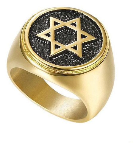 Anillo De Oro Punk For Hombre Anillo Con Estrella De David*