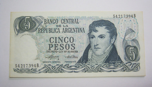 Bcra 5 $ Ley 18.188 Belgrano Serie B