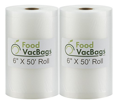 Dos 6 X 50 Rollos De Bolsas Selladoras De Vacío Foodvacbags 