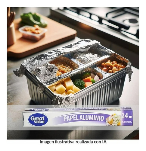 Papel Aluminio Great Value 1 Rollo De 24 M X 30 Cm