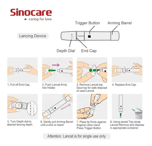 Imagen 3 de 10 de Kit Glucómetro Sinocare Tirillas+lancetas+estuche + Obsequio