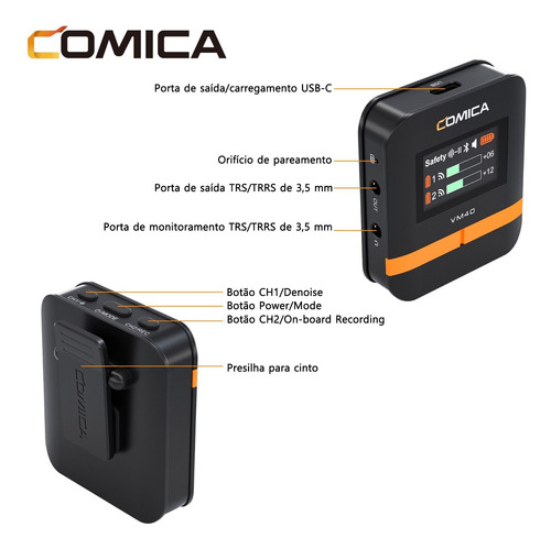Comica Vm40 2.4g Microfone Shotgun Sem Fio Supercardióide