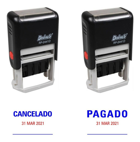 Pagado-cancelado /sello Automático Con Coíin Bicolor.