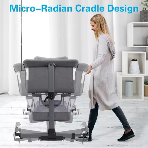 Lamberia Cuna para bebé, cuna ajustable para bebé con ruedas, cuna portátil  fácil de plegar para bebé, color gris