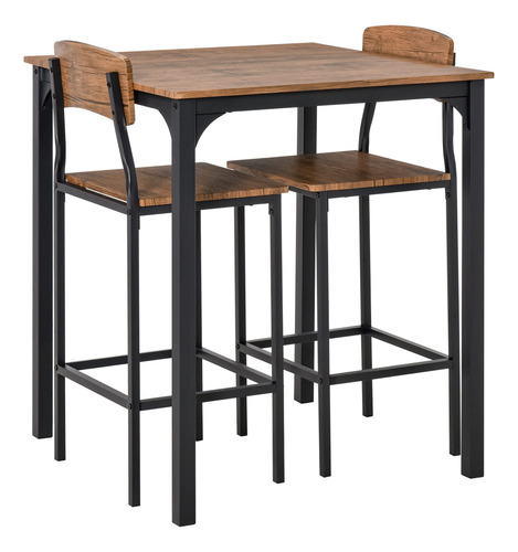 Homcom 3 Piece Industrial Counter Height Dining Table Set