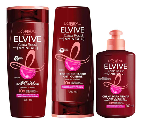 Elvive Aminexil 370ml Shampoo + Acondicionador + Crema
