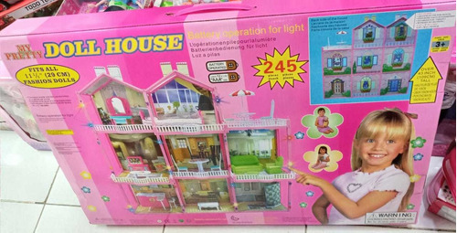 Casa Para Muñecas Barbie 3 Pisos 245 Piezas Navidad Luces