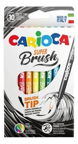 Marcadores Punta Pincel - Carioca Super Brush 10 Colores
