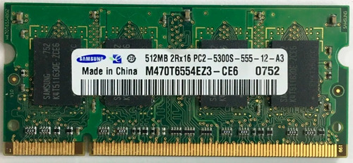 Memória Samsung 512mb 2rx16 Ddr2 667 Pc2 5300s M470t6554ez3