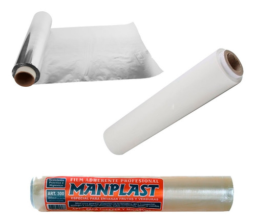 1kg Papel Aluminio+1kg Papel Manteca+rollo Film 300 Mts Kit