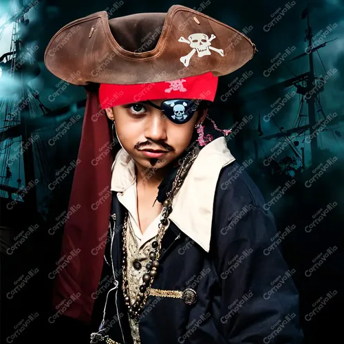 Boland Sombrero Pirata Neptuno – Tricornio Marrón Con Cinta – Disfraz De Pirata Para Carnaval, Halloween Y Fiestas Temáticas – Talla Única Adulto