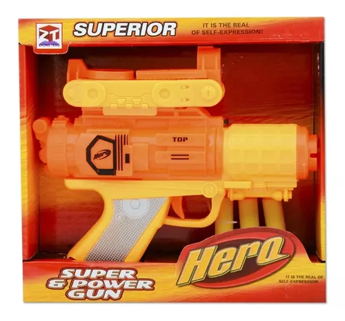 Arma Lançadora de dardos Tipo Nerf fit Vermelho 4 dardos Hero