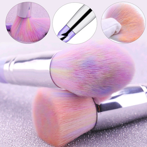 Imagen 4 de 4 de Set 10 Brochas Y Pinceles Maquillaje Unicornio Cosmético