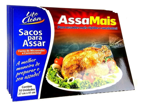 Saco Assar Assamais Frango Carne Microondas Forno 10 Sacos