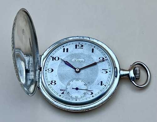 Antiguo Reloj De Bolsillo Titan 3 Tapas Plata Sellada #0155 (Usado)