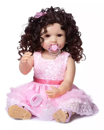 Boneca Bebe Reborn Malkitoys Silicone Morena Bianca 55cm - Malki toys