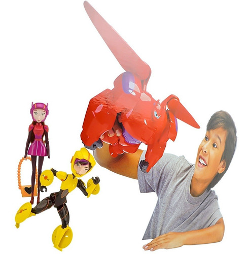 Bonecos Baymax + Honey Lemon + Go Go Tomago Big Hero Disney