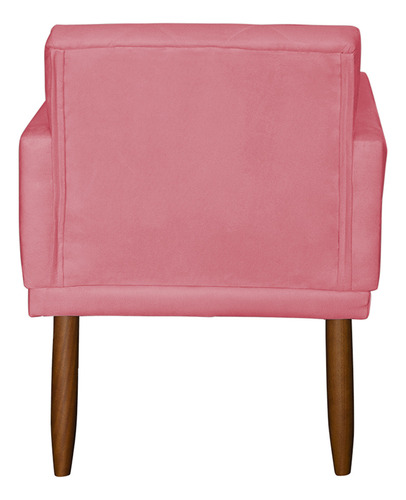 Kit 3 Poltronas Decorativas Para Sala De Espera Manicure Cor Rose Desenho Do Tecido Suede Liso