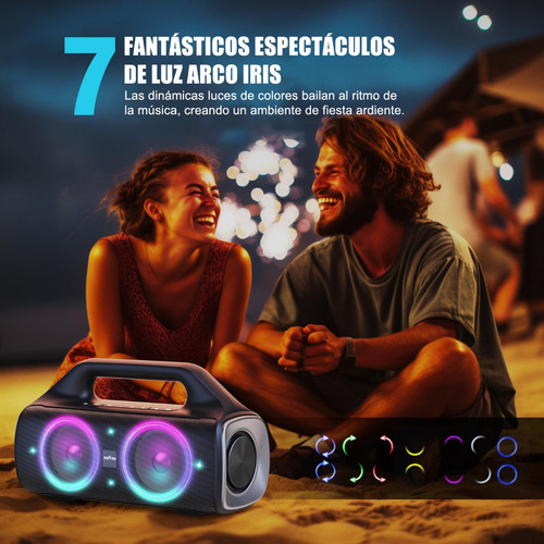 Parlante Ewtto ETP406B Portátil con Bluetooth Waterproof Color Negro 110V/220V