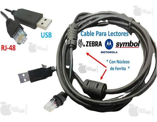 Cable Zebra Con Imanes D Ferrita M2007 Ls2208 Ls9208 Ls1203