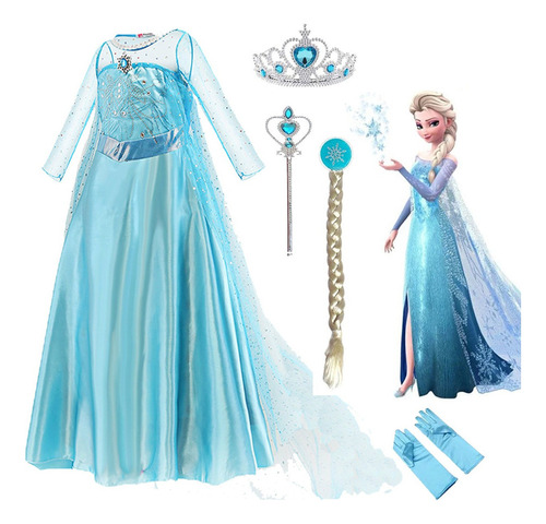 Disfraz De Princesa Elsa Para Niña, Vestido De Halloween, Cu